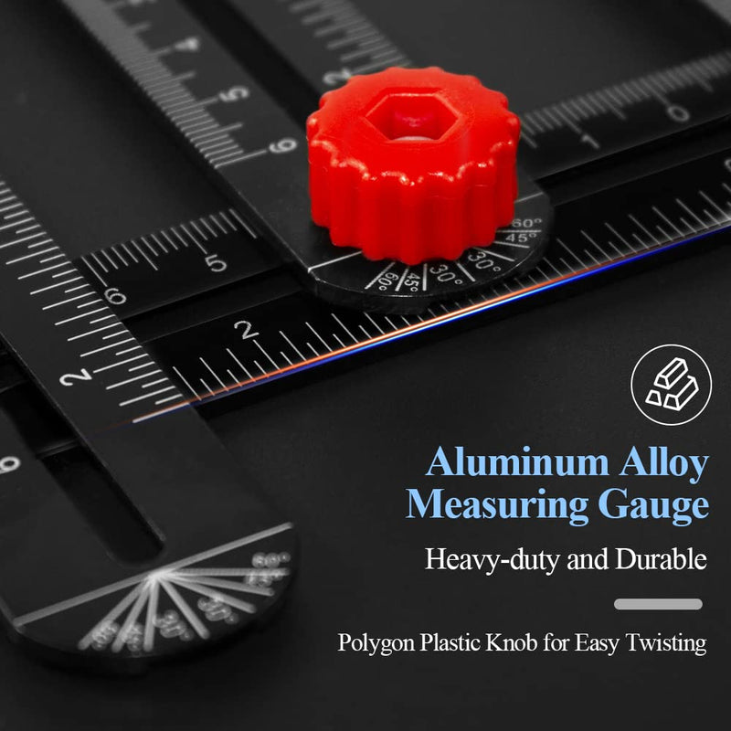 16-Sided Multi Angle Measuring Ruler, Angle Finder with Opening Locator | Heavy-duty aluminum alloy design for precise marking and layout on tile, flooring, roofing and carpentry projects