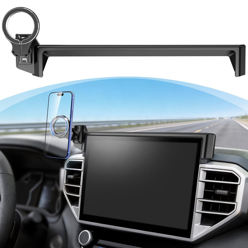 Car Phone Mount for Toyota Tundra 2022-2026 & Sequoia 2023 2024 2025 2026 | For 3rd Gen 14-Inch Screen, Magnetic Cell Holder for MagSafe iPhone Samsung, Strong Magnets, Portrait Landscape Rotation
