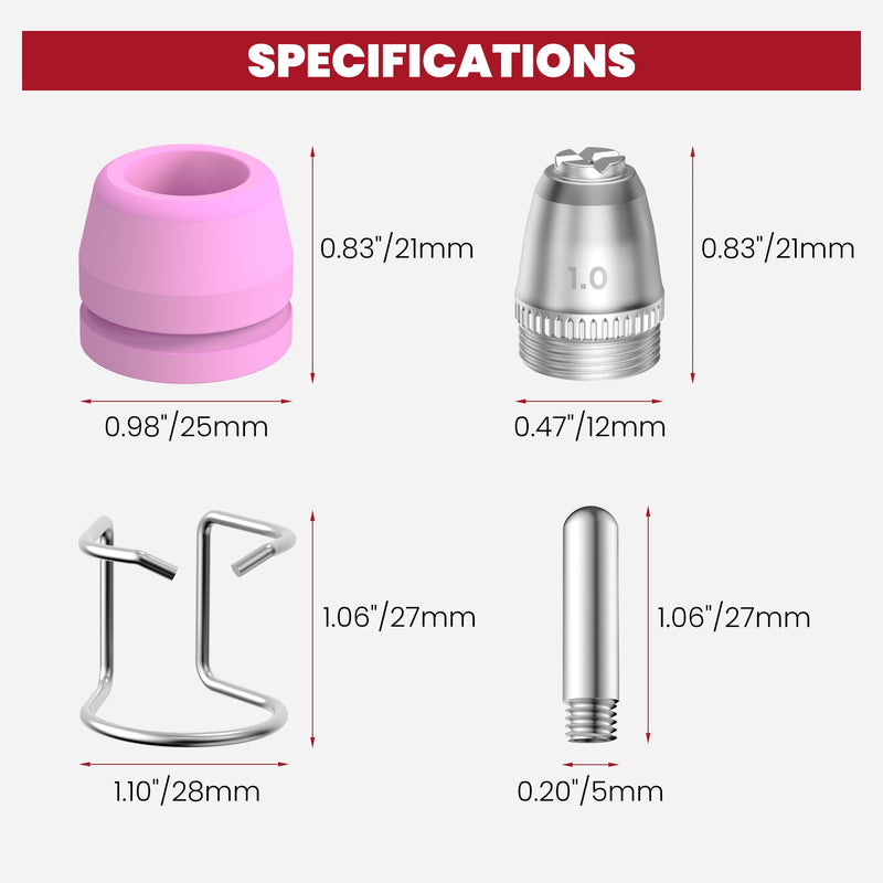 Bestarc AG60P Plasma Cutter Torch Consumables, 50Pcs Cutting Torch Tip Nozzles Kit with Suitcase, For AG60 WSD60 AG60P and BTC500DP 50PCS-AG60P Suitcase