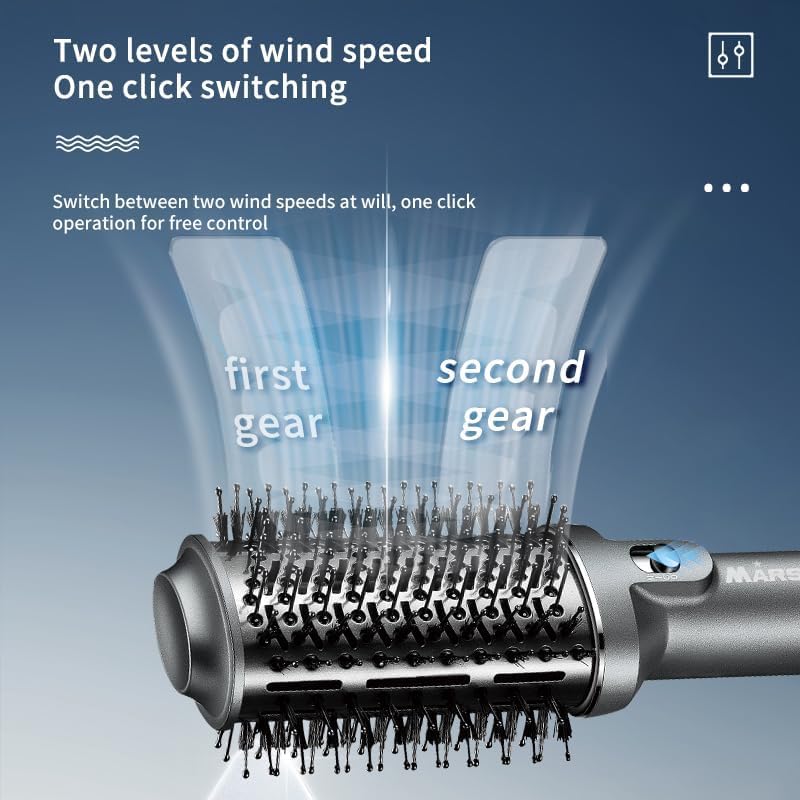 Hot Air Brush, Hair Dryer, Hairstyling Curling Brush, Hair Smoothing Brush | 3 Temperature Adjustable, 2 Wind Speed Gears, 1.8m 360° Rotating Power Cord, Not Suitable for Short Hair