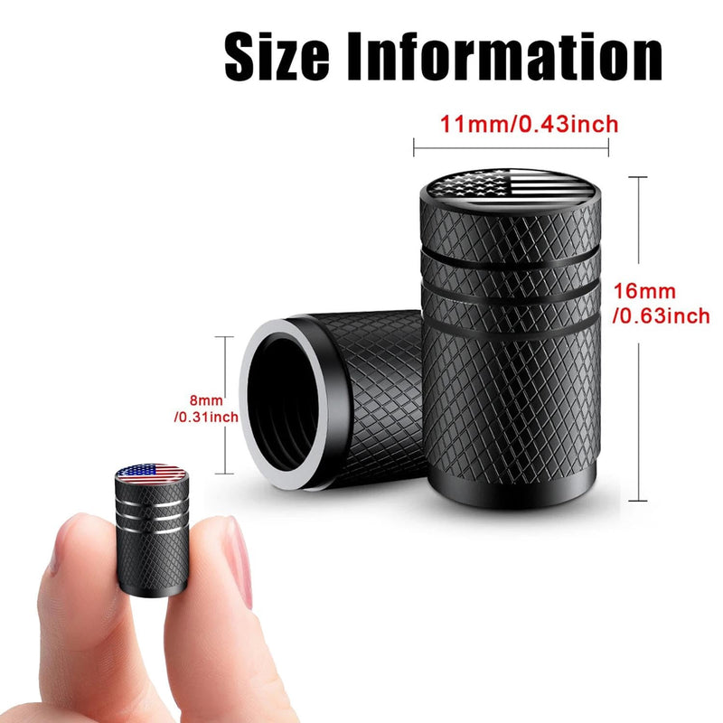 American Flag Tire Valve Stem Caps, Aluminum USA Caps Black, Universal Dust Proof Covers for Cars Trucks Bikes Motorcycles Bicycles Corrosion Resistant Black and White National Flag 12PCS Black White USA (12 Pack)