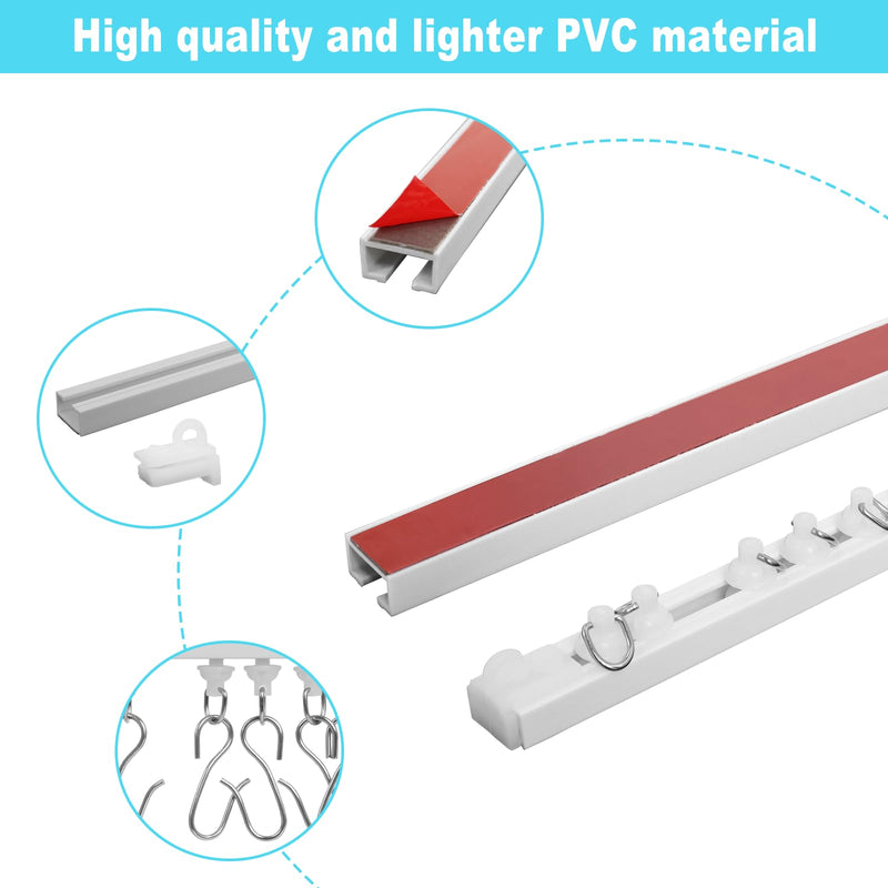 Self Adhesive Curtain Track,9.8FT Ceiling Curtain Track No Drill,Curtain Track Ceiling Mount, Curtain Track for RV,Trailer,Home 118 inch