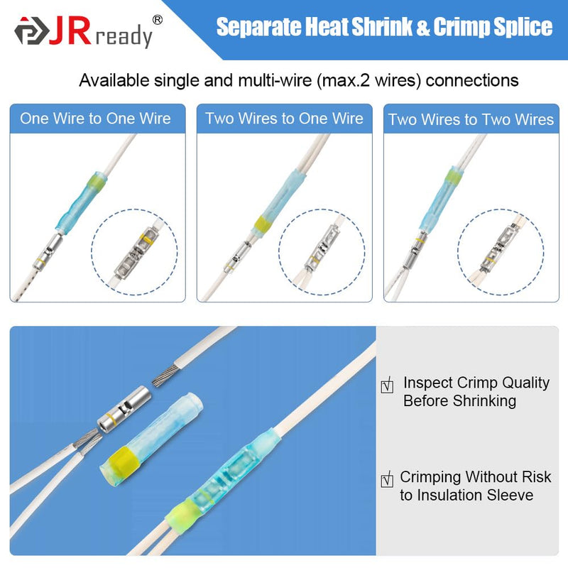 JRready 50Sets D-436 Series Heat Shrink Butt Splice Connector 20-16 AWG(D-436-37 M81824/1-2 Equivalent) IP68 Waterproof Blue Environmental Butt Splice with PVDF/PE Tubes ST6385-16-50 Wire Connectors 16#Blue-50Sets