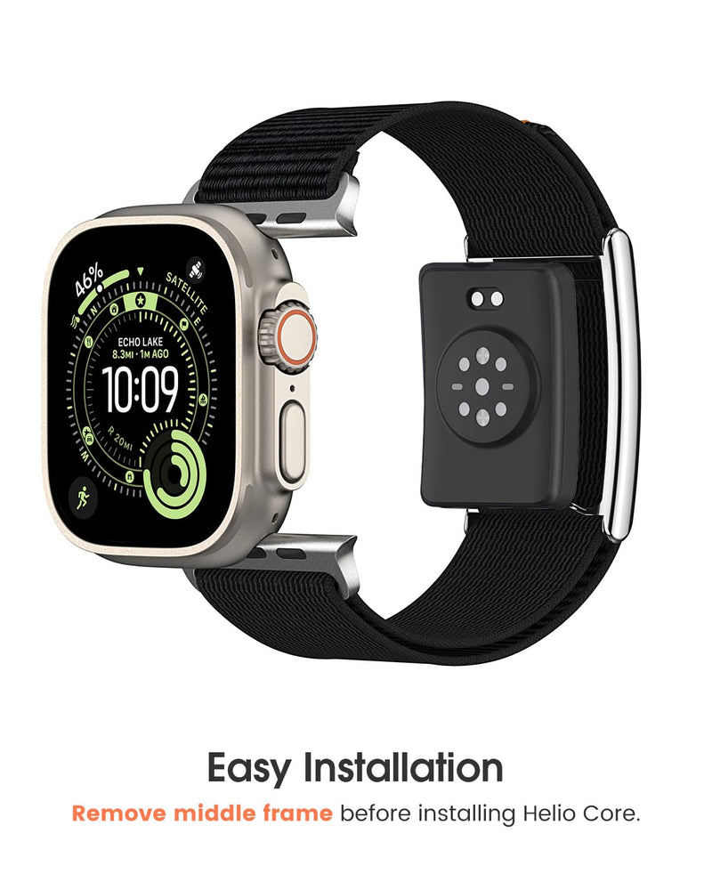 Nylon Sport Band Compatible with Amazfit Helio Strap Apple Watch Combo Band | Adjustable Fitness Wristband with Metal Bumper Case for Helio Strap & iWatch 44/45/46/49mm
