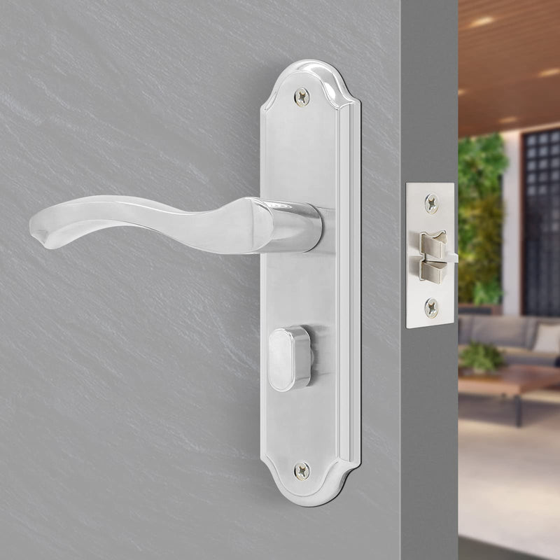 Front Door Lock Set Single Cylinder Handle and Deadbolt Lock Set with Door Lever, 6.5" Screw Hole Distance, Silver 165mm/6.5" Hole Distance, Single Cylinder