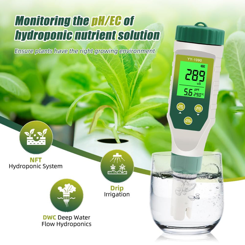 PH Meter & TDS Meter 5 in 1 Water Tester pH/TDS/EC/Salt/Temp Meter,PH Meter for Water with LCD Backlit,pH Tester Digital for Drinking Water. 5-1