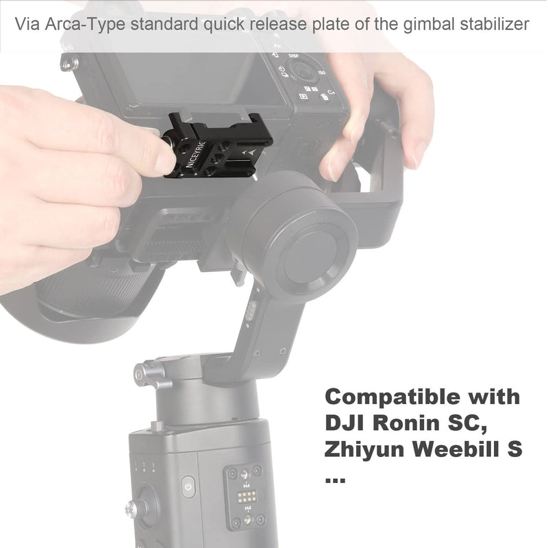 NICEYRIG Extension Quick Release Clamp for Arca-Swiss, with Multiple Mounting Threads Cold Shoe Bottom Plate Applicable for DJI Ronin SC/Mini Tripod/Monopod/Selfie Stick/Camera L Bracket - 509