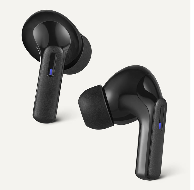 Amazon Basics Bluetooth 5.4 True Wireless Earbuds, IPX4 Waterproof, in-Ear with Mic, 28 Hours Battery Life, Charging Case, Black Small