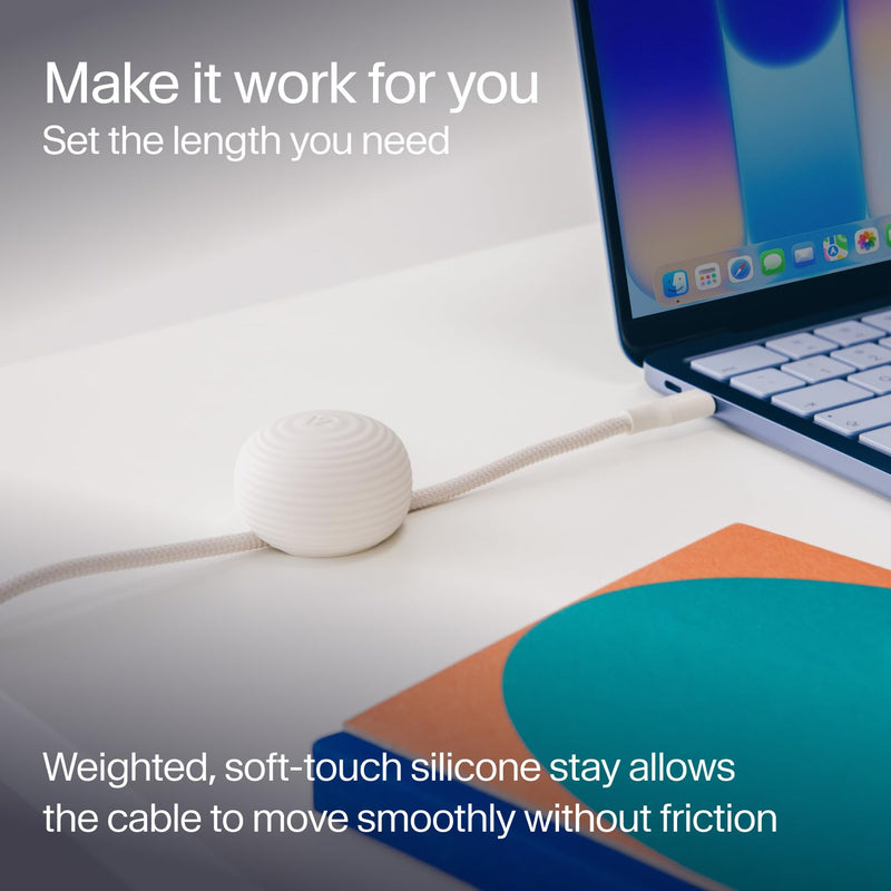 Twelve South CableStay USB-C Cable & Weighted Anchor – 5-ft (1.5 m) USB-C to USB-C 60W Charging Cable, Desk Cable Holder for iPhone, iPad, AirPods, MacBook Air, and More (Slate) Slate