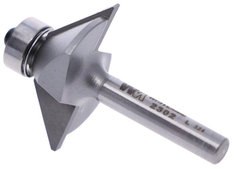 Whiteside 2302 45 Degree Chamfer Router Bit: 45 Degree Angle, 5/8 Inch Cutting Length, 7/16 Inch Cutting Height, 1/4 Inch Shank,1-3/8 Inch Large Diameter