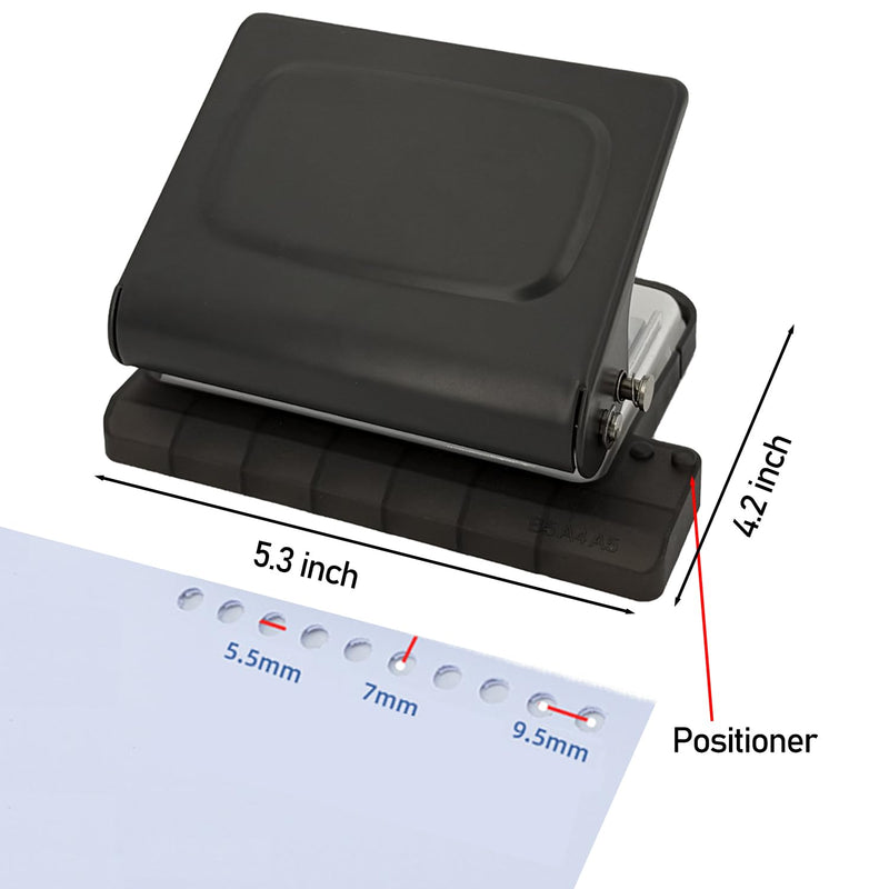 10-Hole Binding Machine for Planner (Black) - Manual Punch with 10 Multi-Color Binding Spines - Punches 26 Holes on B5, 30 Holes on A4, 20 Holes on A5 Paper Black