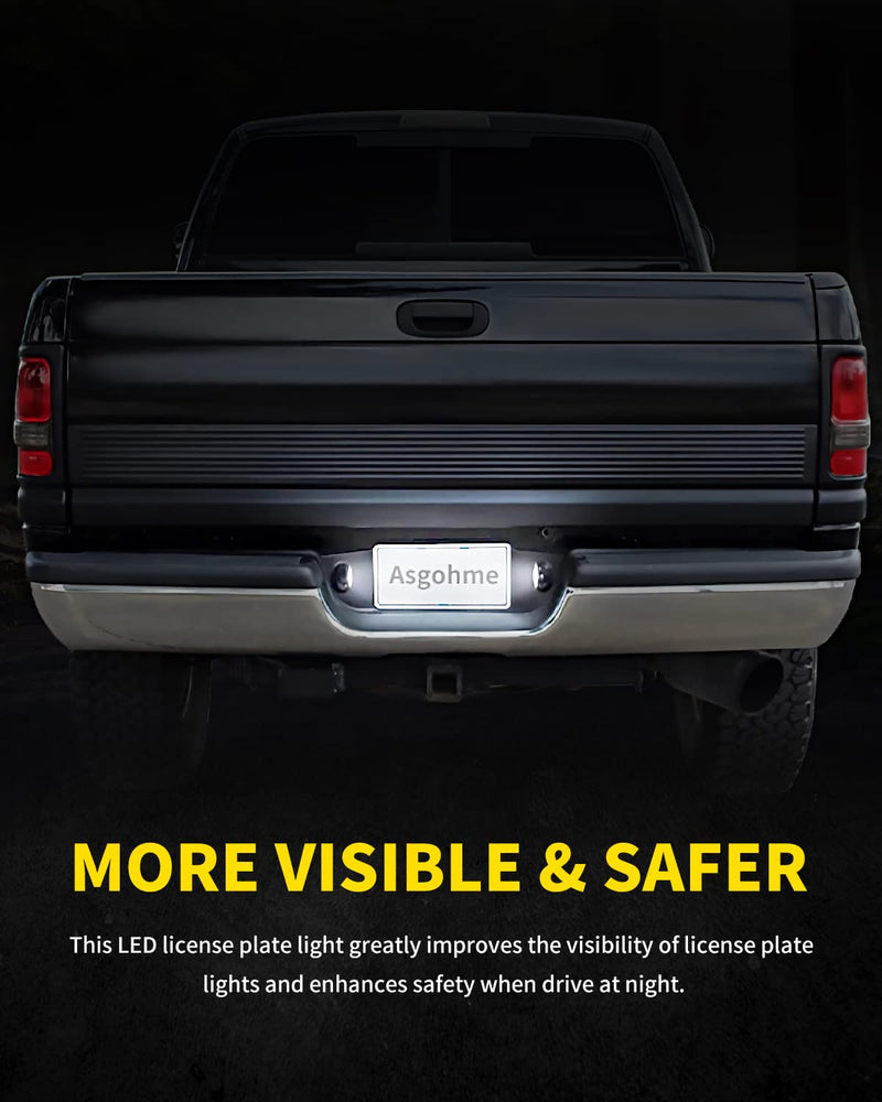 LED License Plate Lights Bright White Tag Lamp Assembly Replacement Compatible with 1994 1995 1996 1997 1998 1999 2000 2001 Dodge RAM 1500 2500 3500 Pickup Truck, Pack of 2