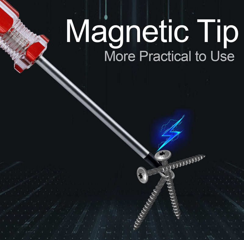 Luomorgo 1 Pc T10 Torx Screwdriver, T10 x 75mm Magnetic Tip Screwdriver with Insulated PVC Handle, Security Torx Screwdriver for Repairing Device, Appliance