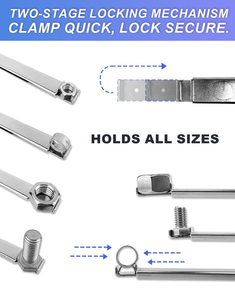 Spring-Loaded Extension Clamps Tri-Pack – Exclusive Spring-Loaded Mechanism, Knob-Locking Design, Saves Time in Tight Spaces, Holds Nuts, Bolts & Hoses, 3 Sizes (14.5", 10.5", 7.5") for Easy Use