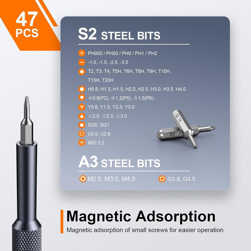  [AUSTRALIA] - JOREST 50 in 1 Precision Screwdriver Set with Security Torx, Magnetic Mini Repair kit for Macbook, Laptop, PS4, PS5, iphone, Nintendo Switch, Glasses, Watch, Toy, Stocking Stuffers Gifts for Men 50-in-1 S2