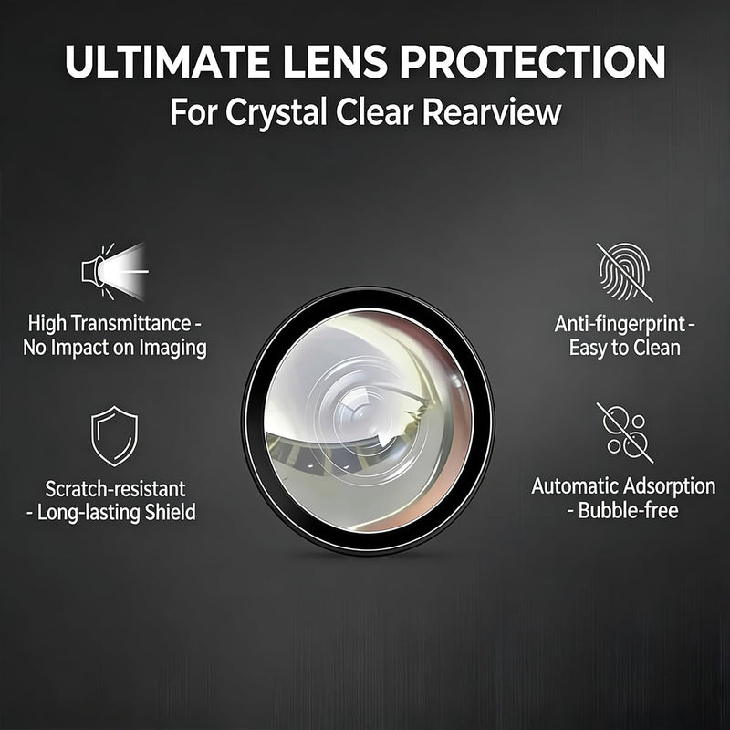 2-Pack Car Camera Lens Protector, 9H Hardness Backup Camera Protective Sticker, High Transparency Anti-Scratch Waterproof Cover for Reversing Cameras, Easy Adhesive Installation
