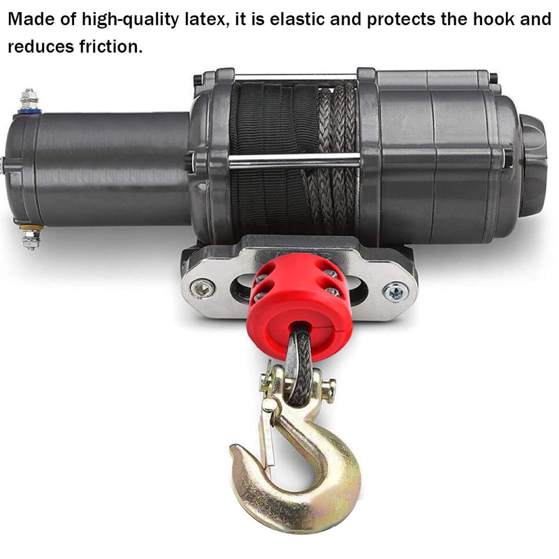 Car Rubber Winch Stopper for ATV UTV Truck, Cable Saver Hook Stopper Line for Synthetic Rope, Bump Shock Saver Dampener with Stainless Steel Screw and Nut, Quick Installation Tool (Red) Red