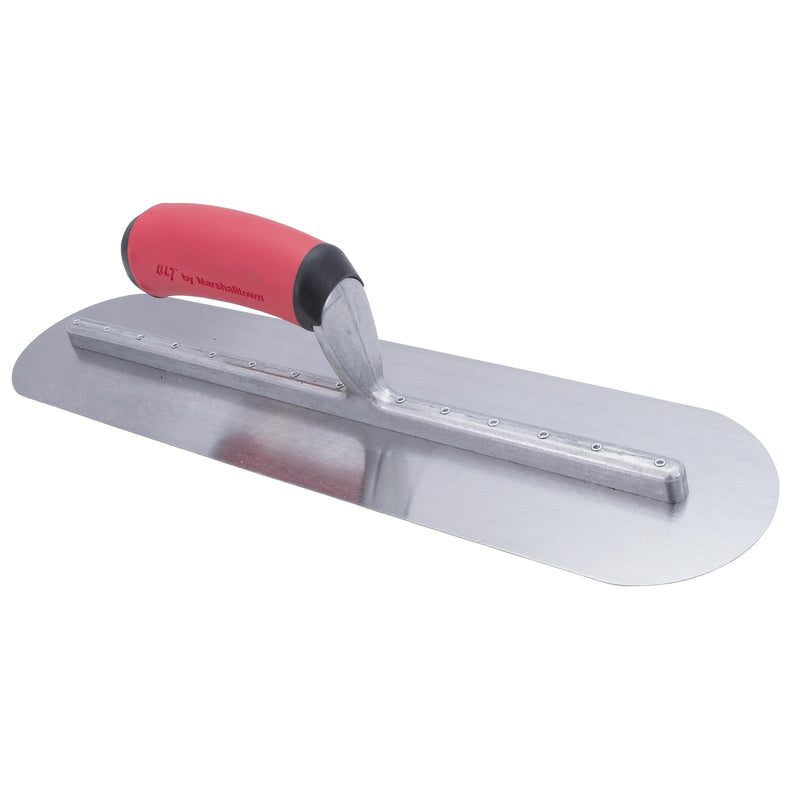 Marshalltown QLT Fully Rounded Concrete Finishing Trowel, 18 x 4 Inch, Soft Grip Handle, Assembled in USA, FTFR375R