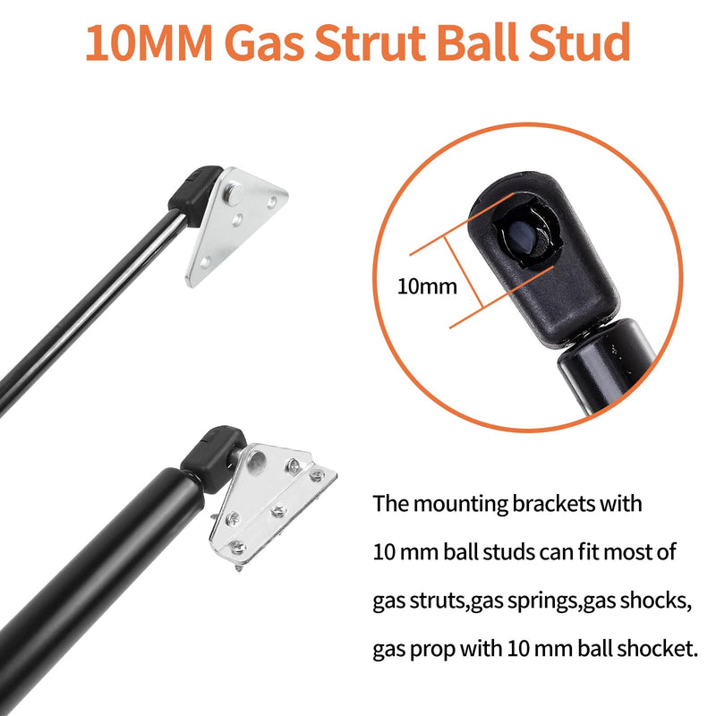 Huazu 10MM Gas Struts Mounting Bracket Ball Stud for Gas Shock Lift Supports,Steel Gas Lift Springs Ball Stud Shock Bracket for Spring Prop (Silver) Silver