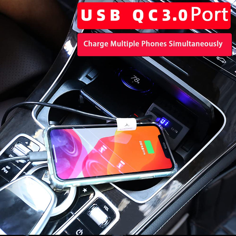 Wireless Car Charger Fit for BM-W X3/ X4 2023-2019 15W Wireless Charging Panel,QC3.0 Charging Port,for Multiple Phones Owner,Car Charger Mount for BM-W X3/X4 Apply to All Qi Phones