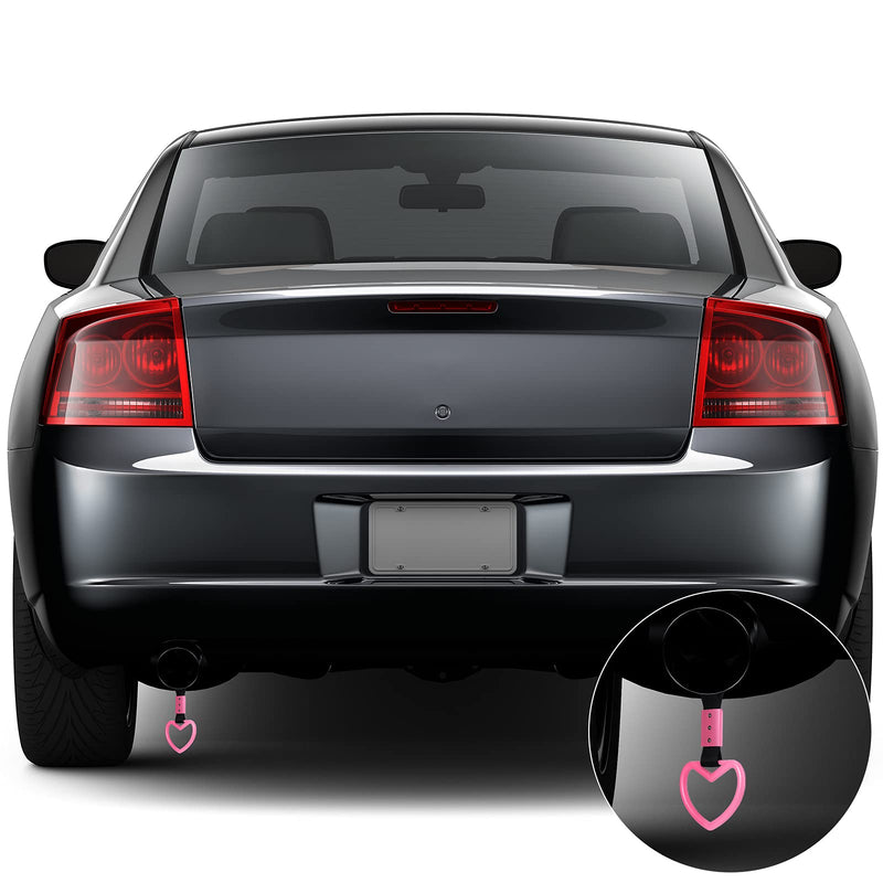 BBTO 2 Pieces Heart shaped Car Handle Straps Drift Charm Rear Bumper Warning Ring Decor Subway Bus Broken Heart Handle for Car Interior(Light Pink) Light Pink