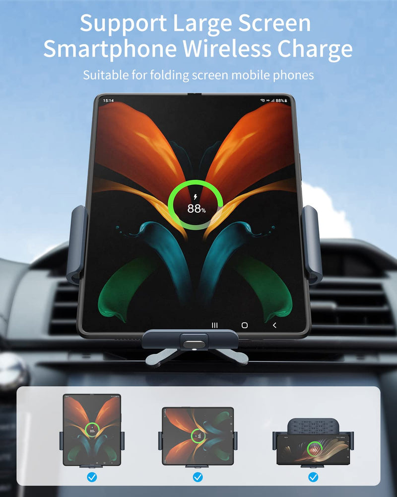 Dual Coil Wireless Car Charger Mount,for Galaxy Z Fold Series | Fast Wireless Charger With Auto Clamping Design,Fits Galaxy Z Fold7/6/5/4/3,Supports Air Vent And Dashboard Installation