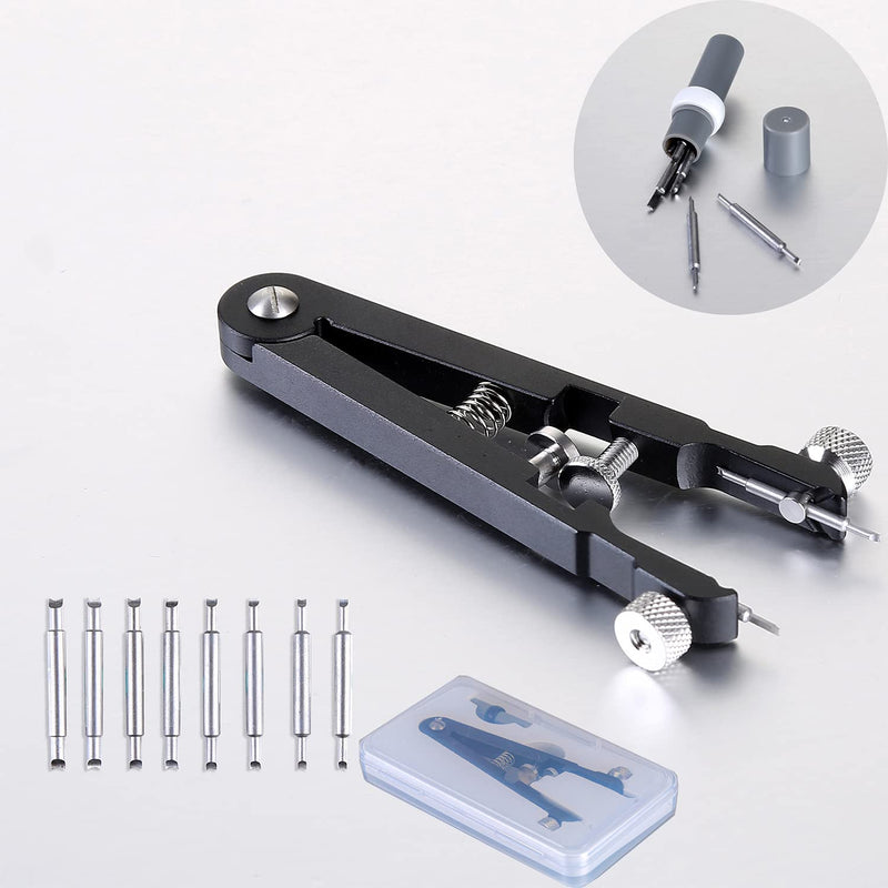Watch Spring Bar Plier Tool, Spring Bar Tweezer, Watch Band pliers with Robust 8 Alloy Steel Pins, Watch Band Pins Replacement Tool Black