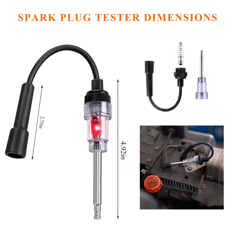 Inline Spark Plug Tester, Plug in Straight Boot Motor Engine Ignition Lawnmower Checker, Universal Armature Diagnostic Detector Test Light for Check Ignition System