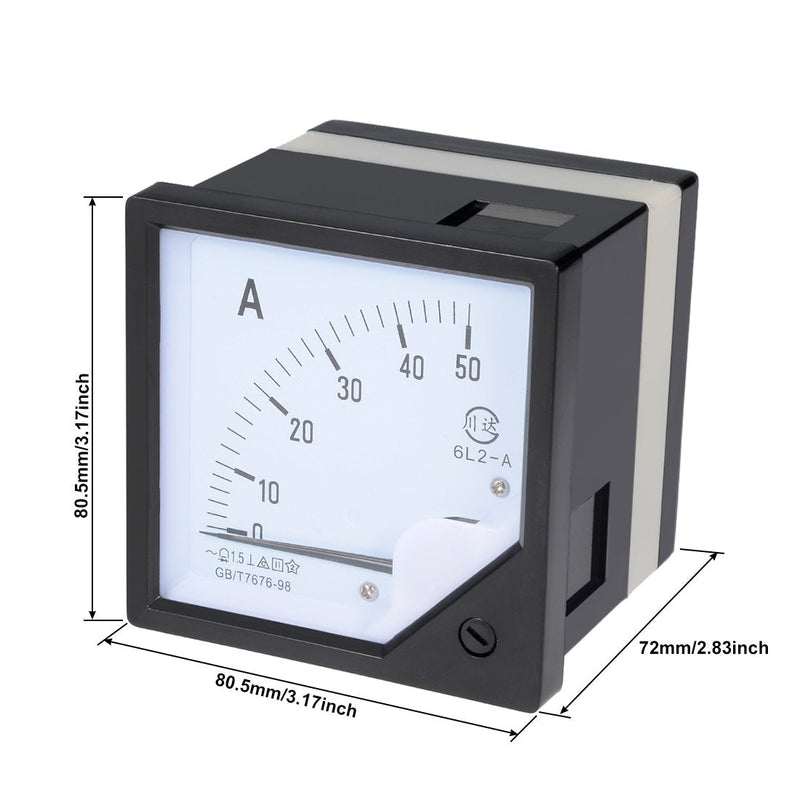 uxcell AC 0-50A Analog Panel Ammeter Gauge Ampere Current Meter 6L2 1.5 Error Margin