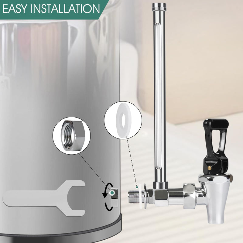 Sight Glass Spigot for Berkey Water Filter Gravity-Fed System,10"Inside Brass Sight Glass Clear View Water Level View Stainless Steel Spigot for Berkey&Waterdrop Alexapure Purewell Gravity Filter Tank