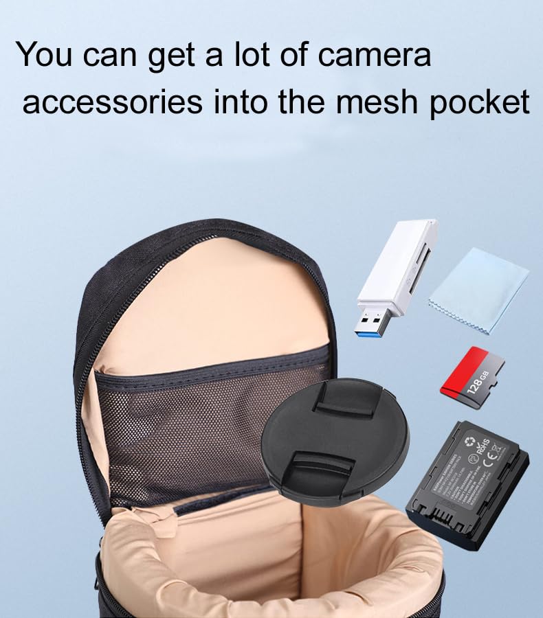 LB2 Deluxe Water-Resistant Camera Lens Pouch Case for Canon 800mm 100-400 28-300 Nikon 200-500mm 80-200 80-400 300 Sigma 150-500mm 150-600 Tamron150-600mm 70-200mm & More, Lens Protective Bag LB2(Interior Size 4.7*4.7*11.4“）