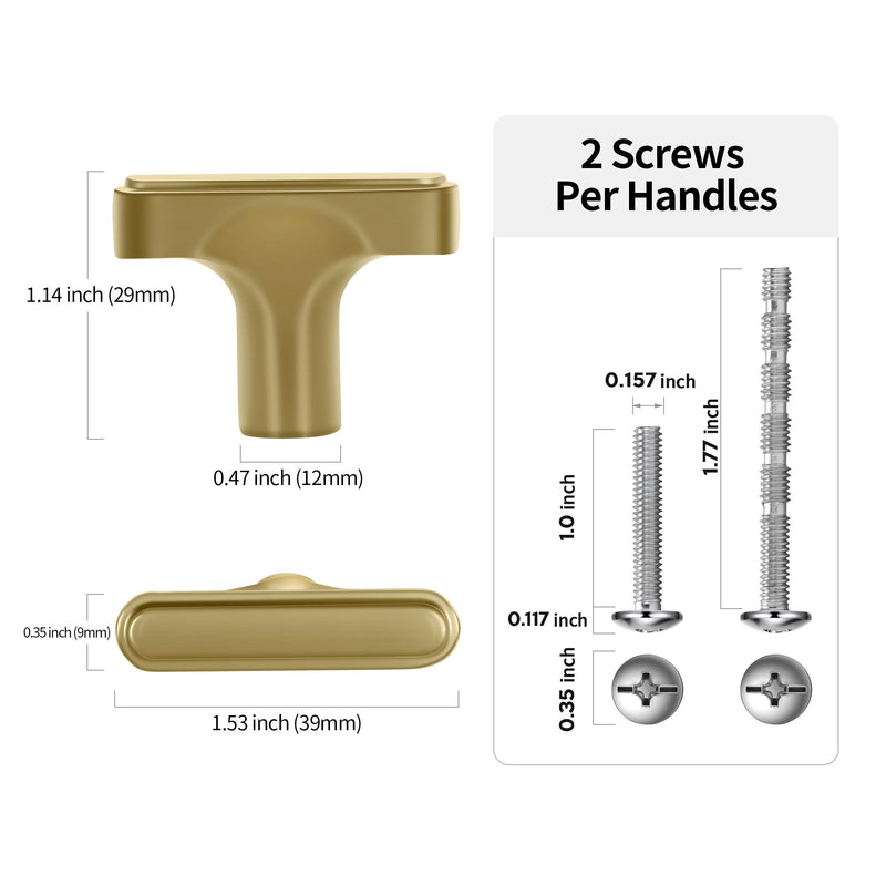 Lardmon 10 Pack Champagne Bronze Cabinet Knobs Rectangle Drawer Knobs Modern Single Hole Cabinet Pulls Solid Cabinet Handles Drawer Pulls Heavy Duty Kitchen Hardware for Dresser Cupboard Wardrobe