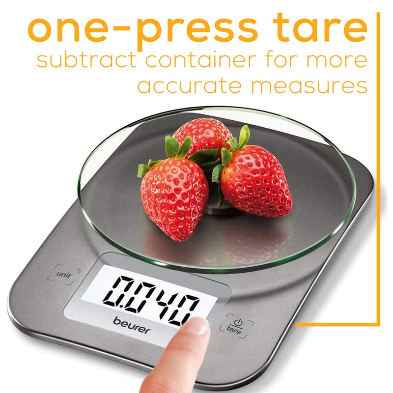 Beurer KS26 Kitchen Scale High Accuracy Digital Food Scales Weight Grams and Oz, 11 lbs Capacity, LCD Display, for Baking, Cooking, Meal Prep, Keto, Coffee Beans and More KS26 - Basic with Buttons