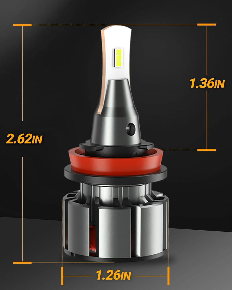 SEALIGHT 9005 H11 Bulbs Combo, 6000K Cool White, 72000LM, 9005/HB3 H11/H8/H9 Fog Bulbs with Silent Fan, Wider Driving Vision, Fog Light, Powersports Headlight Bulbs, Pack of 4