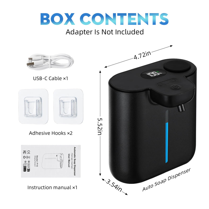  [AUSTRALIA] - Automatic Soap Dispenser Touchless, 9 Levels Soap Dispenser Wall Mount, 16.9oz/500ml Automatic Hand Soap Dispenser for Bathroom, Plastic Electric Dish Soap Dispensers for Kitchen, Black