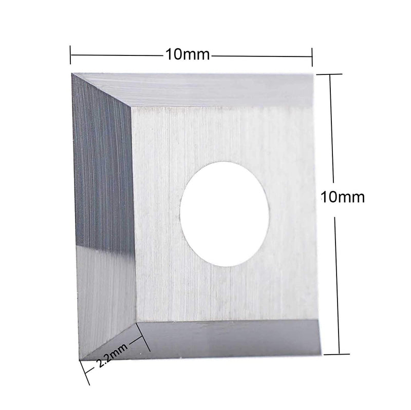 SpeTool 10pcs Square Carbide Inserts Replacement Cutter for Surfacing Router Bit (10mmx10mm, 2.2mm Thick), 30 Degree Cutting Angle