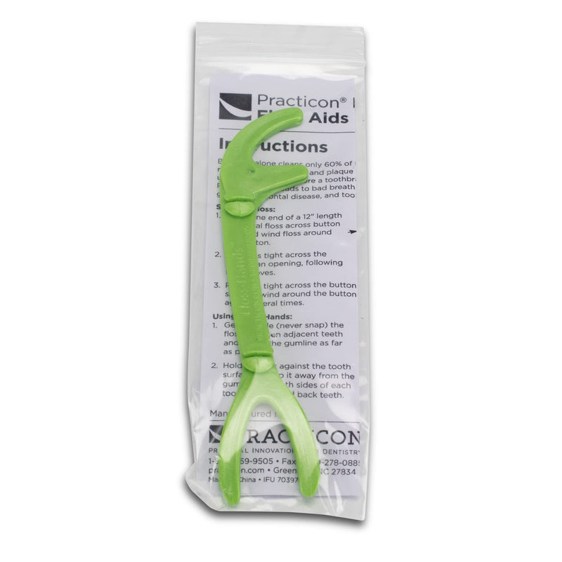 Practicon Floss-Hands, Reusable Dental Floss Holder, Two Angles at Once, Individually Packaged, Bulk Pack of 50
