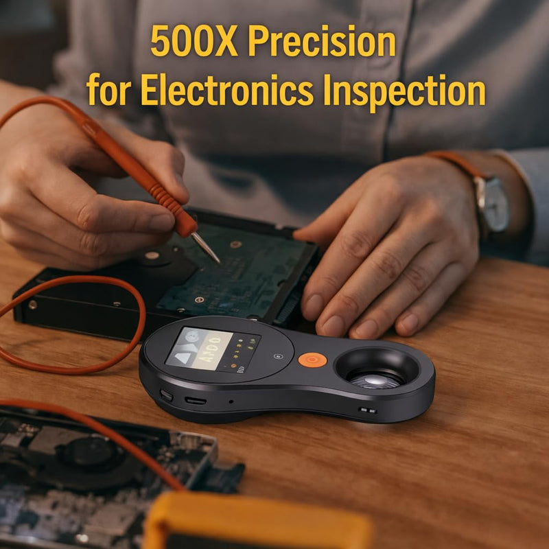 Digital Microscope 500x with 2.0" IPS Screen, Magnifying Glass, Coin Microscope, Trichome Microscope, USB Connection, Ideal for Electronics, Jewelry and Kids