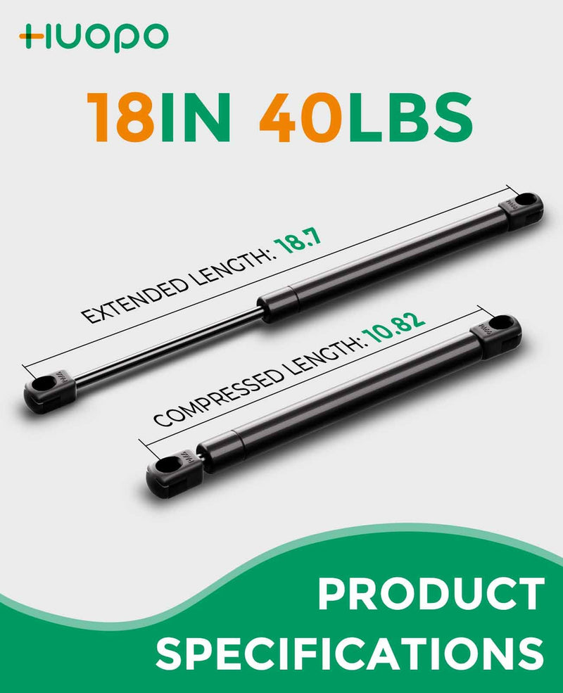 C16-20651 18.7 inch 40lbs/178N Gas Strut for Leer Camper Shell Replacement Parts, 19" Gas Shocks Spring Lift Support for Truck Cap, are Snugtop Topper Canopy, Toolbox Lid, Rear Hatch, RV Door, 2 PCS 18 inch 40lb/178N