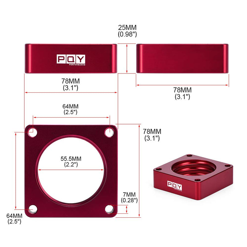 Throttle Body Spacer Compatible with 91-06 Jeep Wrangler TJ YJ LJ Cherokee XJ 2.5L/4.0L Engine Gas MJ w/Gasket 1" Raise Manifold Carb Red