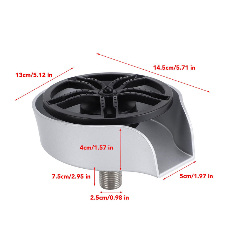 Automatic Glass Rinser for Kitchen Sink, Stainless Steel Cup Washer with G1/2 Thread, Professional Corrosion-Resistant Pressure Glass Washer, ABS Plastic Base Silver