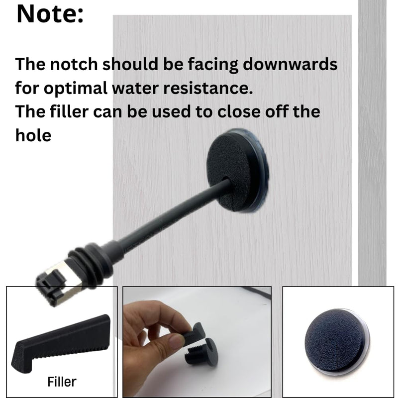RV Cable Passthrough for Starlink mini, RV Cable Grommet Compatible with Starlink, Ethernet, Coax, Water-Resistant and Anti-Drop RV Cable Routing (55mm/2pcs, Black) 55mm/2pcs
