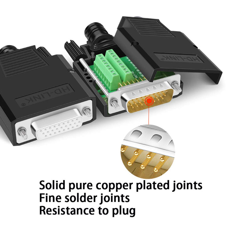 DB26 Breakout Connector, Solderfree RS232 D-SUB Serial to 26-Pin Port Terminal Male Adapter Pure Copper Core Gold Plated Connector with Case