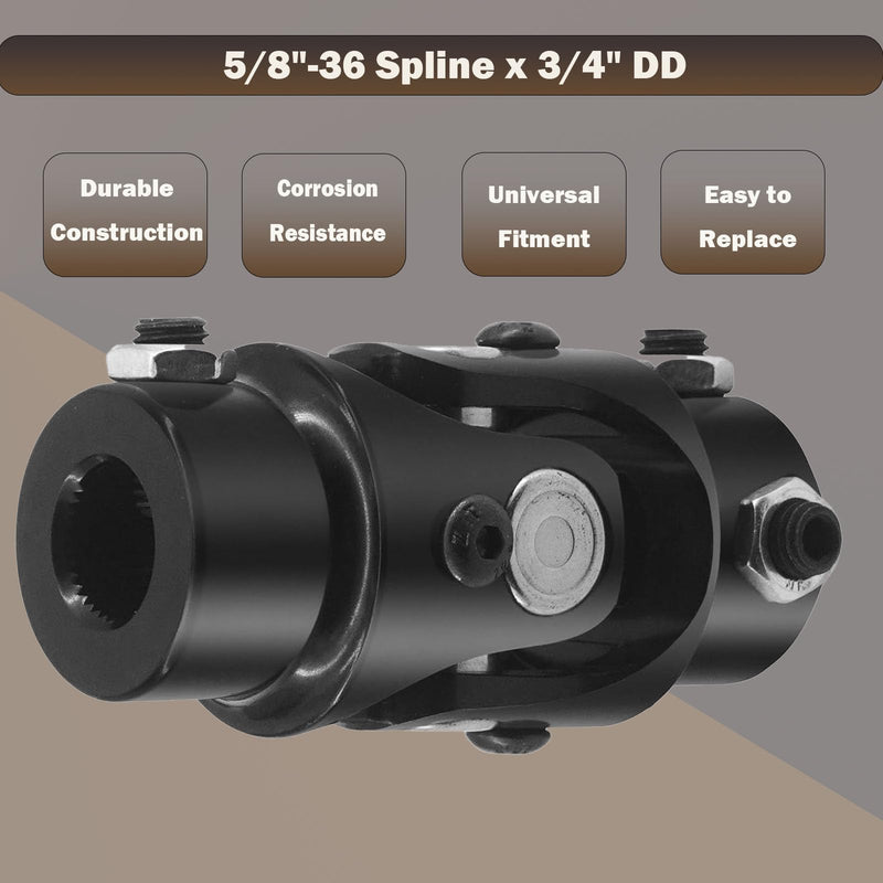 5/8"- 36 Spline x 3/4" DD U Joint Universal Steering Shaft U Joint Coupler Max Angle 35 Degree (3-1/4") 83mm Black 5/8"- 36 Spline x 3/4" DD 1