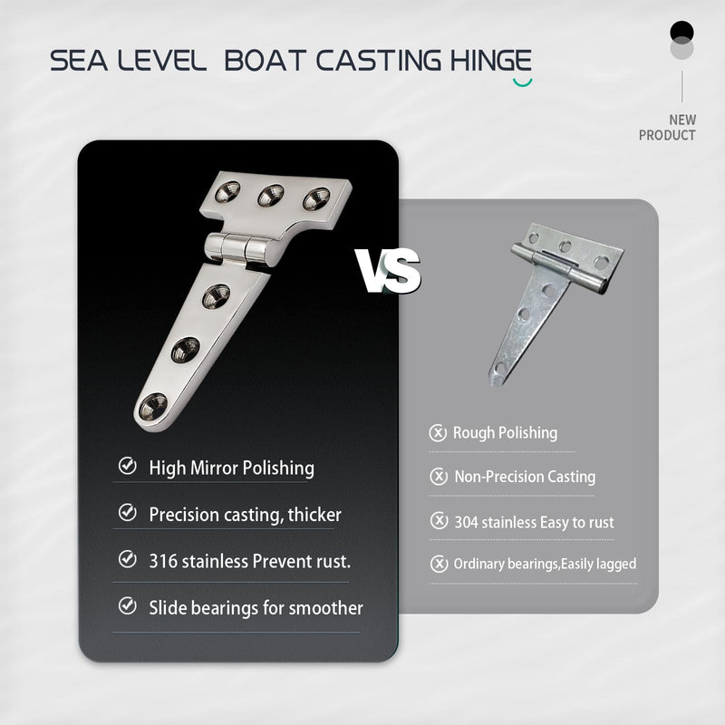 316 Stainless Steel T Hinges Marine Grade 4'' x 2" Heavy Duty Boat Hatch Hinge (100 mm X 54 mm) 4 Pack Casting Cabinet Hardware Door Hinge with Screws 4'' x 2" 4 Pack