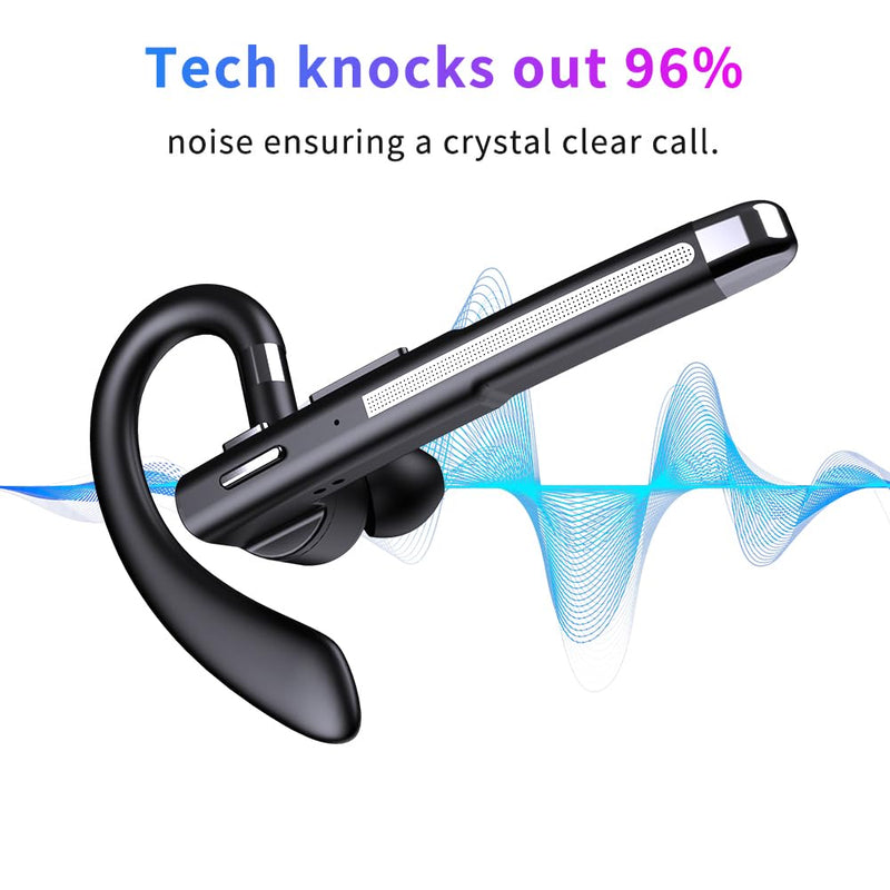 Hsility Bluetoth Earbuds with Mic for Office 270 Degree Rotatble Wireless Earbuds for Truck Driver | 100Hrs Talk Time Wireless Earpiece Mic CVC8.0 Noise Cancelling Wireless Earbud with 500 mAh Charging Case for Truck Driver Sliver
