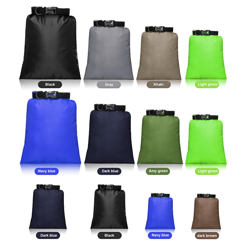 Shappy 6/12 Pcs Waterproof Dry Bags, Lightweight Outdoor Waterproof Dry Stuff Sacks 15/8/5/4/3/2 L and Long Adjustable Shoulder Strap for Kayaking Rafting Boating Hiking Camping Multicolor 12