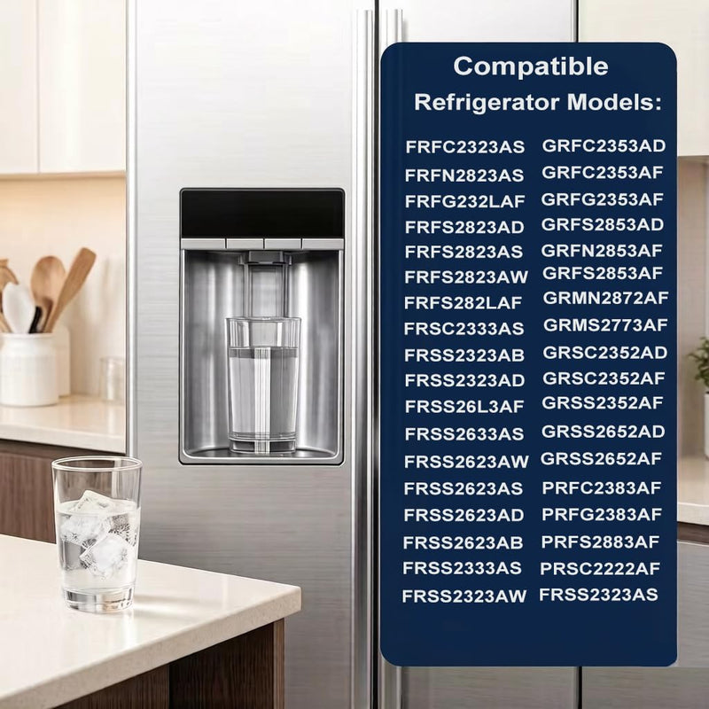 Water Filter Replacement for Frigidaire GRFS2853AF, GRMS2773AF, GRFC2353AF, FRSS2623AS, FRSS26L3AF, FRFS2823AS, GRFS2853AD, SEE25NVDDA, GRSC2352AF, GRFG2353AF, 3 Pack White
