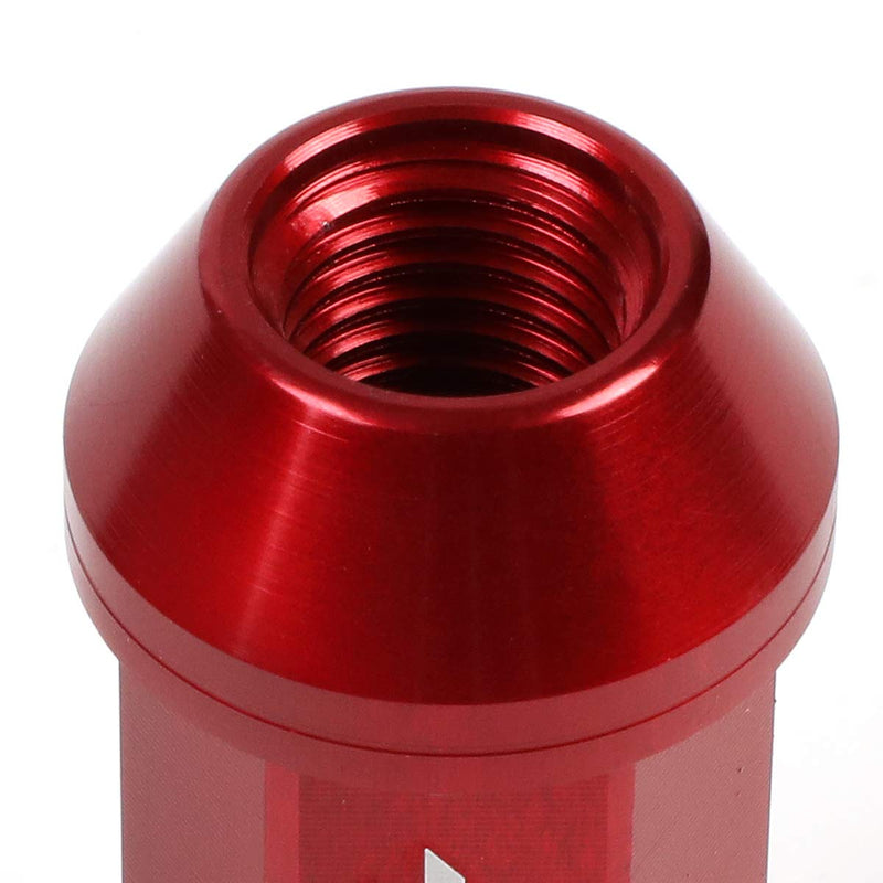 J2 Engineering 20 Pcs 7075 Aluminum Open End M12 x 1.5 Lug Nuts Set w/Socket Adapter, Red, Fit Conical Seat, LN-T7-004-15-RD 1.5-Inch