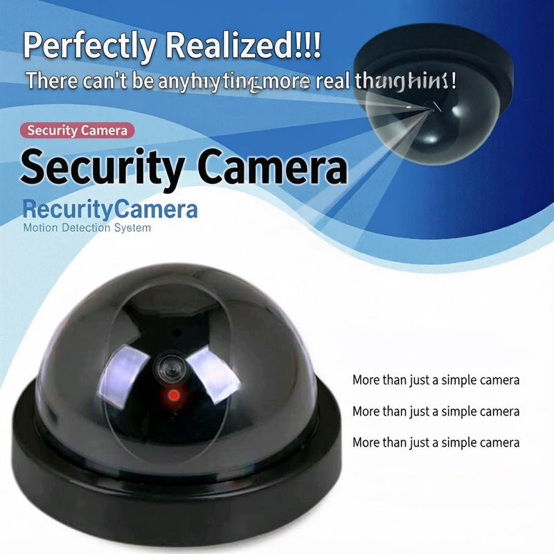 2 Pack Fake Dome Security Camera Dummy CCTV with Flashing Red LED & Warning Stickers black 2 Pack